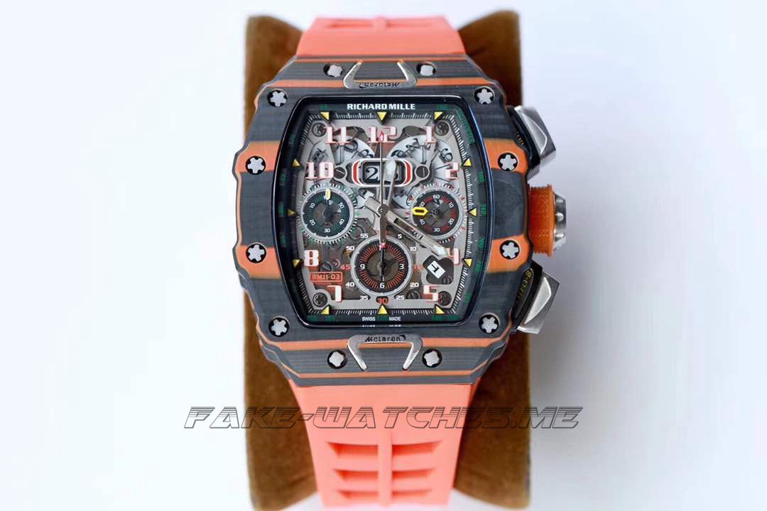 Richard Mille RM011-03 McLaren Automatic Flyback Chronograph KV Black & Orange Forged Carbon Skeleton Dial